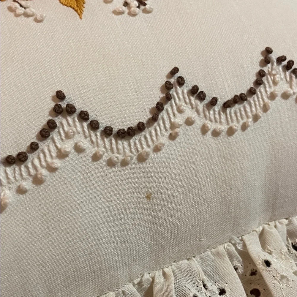 Vintage Floral Embroidered Pillow